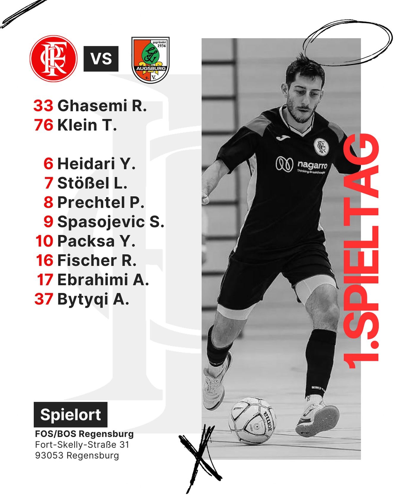 Wir sind zurück! 🙌🏼🫶🏼

Nach langer Pause auf der Platte und auf Instagram sind wir wieder da.⚽️
Zu unserem gestrigen Heimspiel am 1. Spieltag der Bayernliga Saison 2025/2026 schicken wir folgenden Kader ins Spiel.

#futsal #bayernliga #futsalclub #fcr #futsalgermany #futsalheritage #wirliebenfutsal #regensburg #matchday #futsallebt