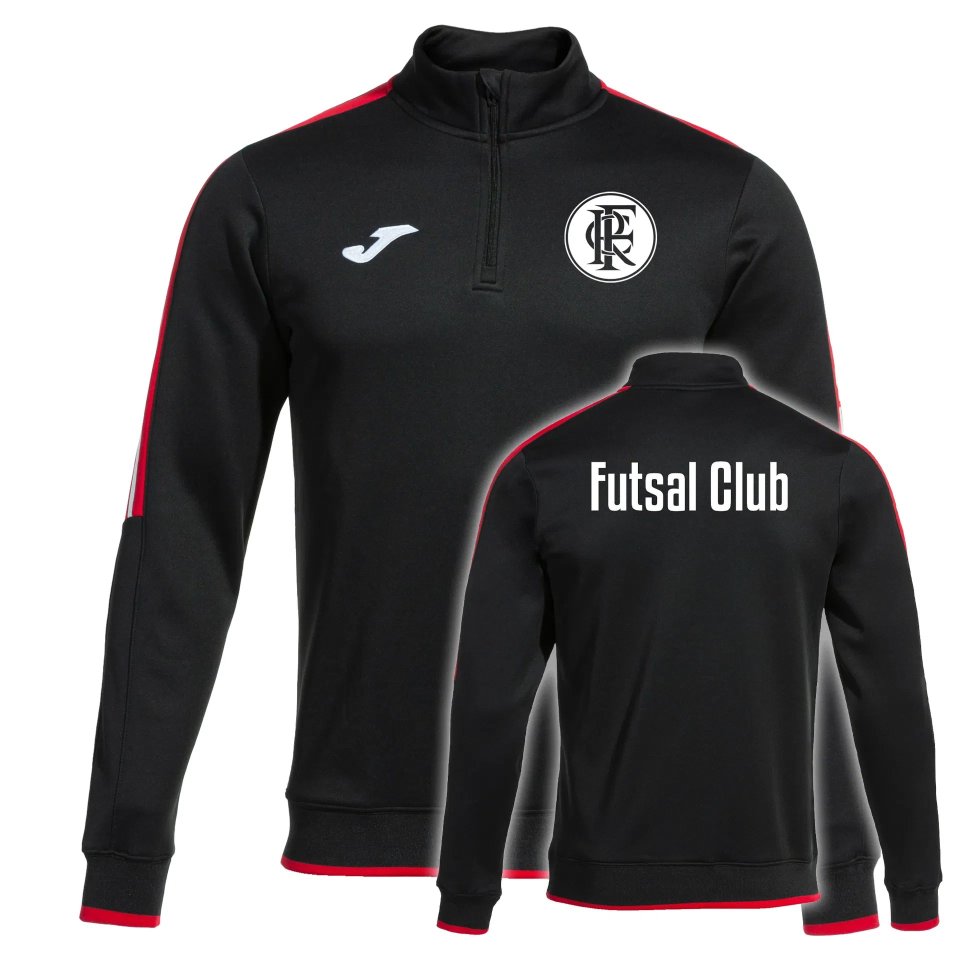 Das Olimpiada Ziptop von Joma bedruckt im Futsal Club Regensburg Design. Material: 100% Polyester.